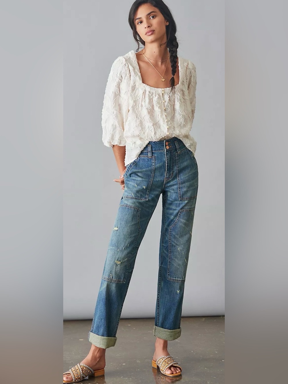 Anthropologie Pilcro The Wanderer Relaxed Patch Pocket Jeans Carpenter - Picture 2 of 11